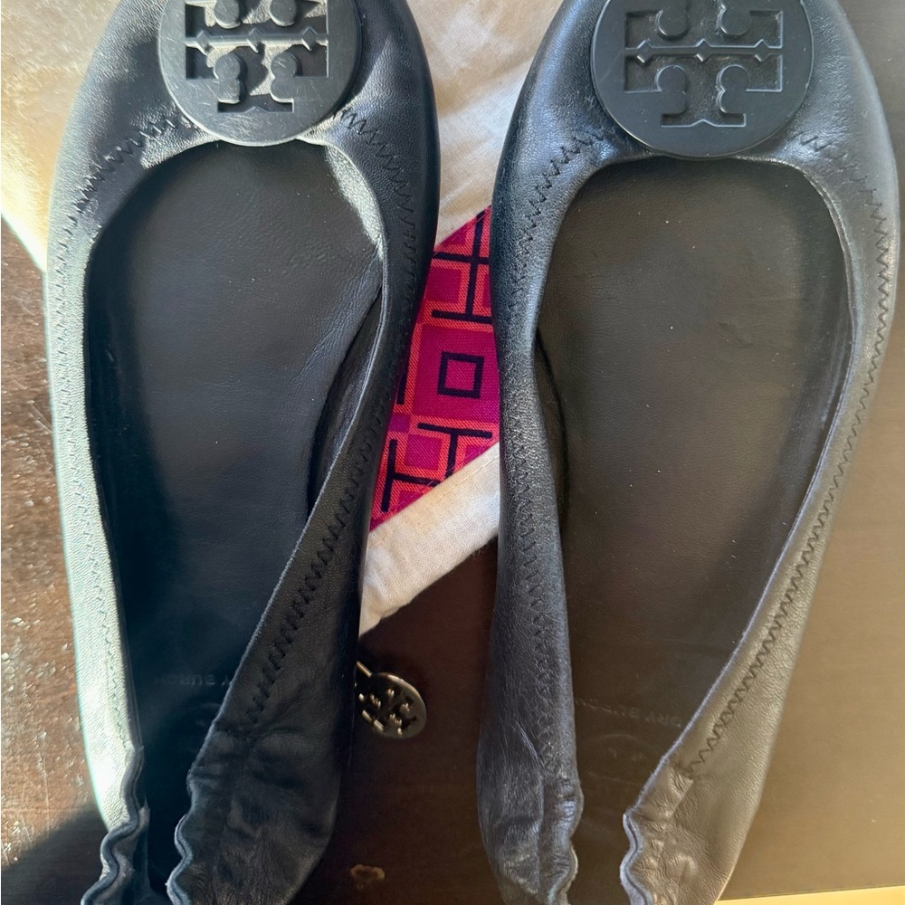 Tory Burch Black Leather Flats